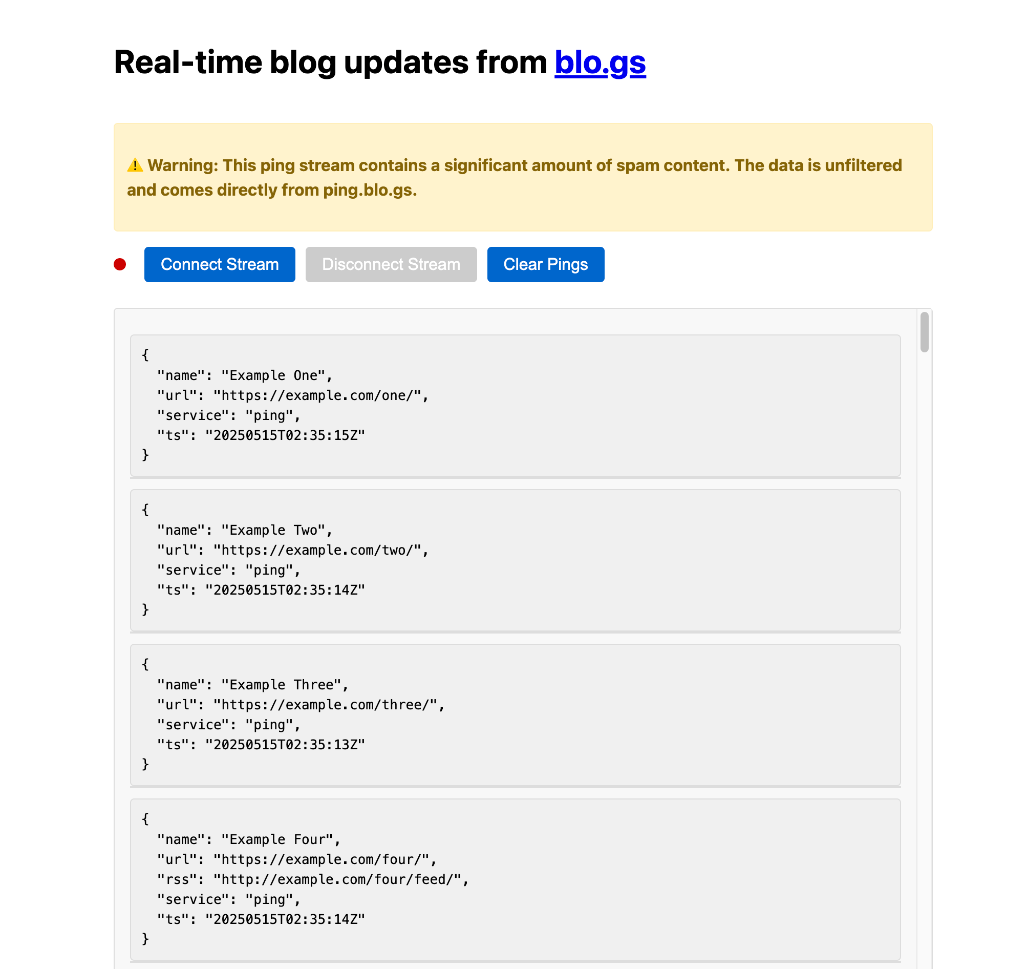 Blogstream Web UI