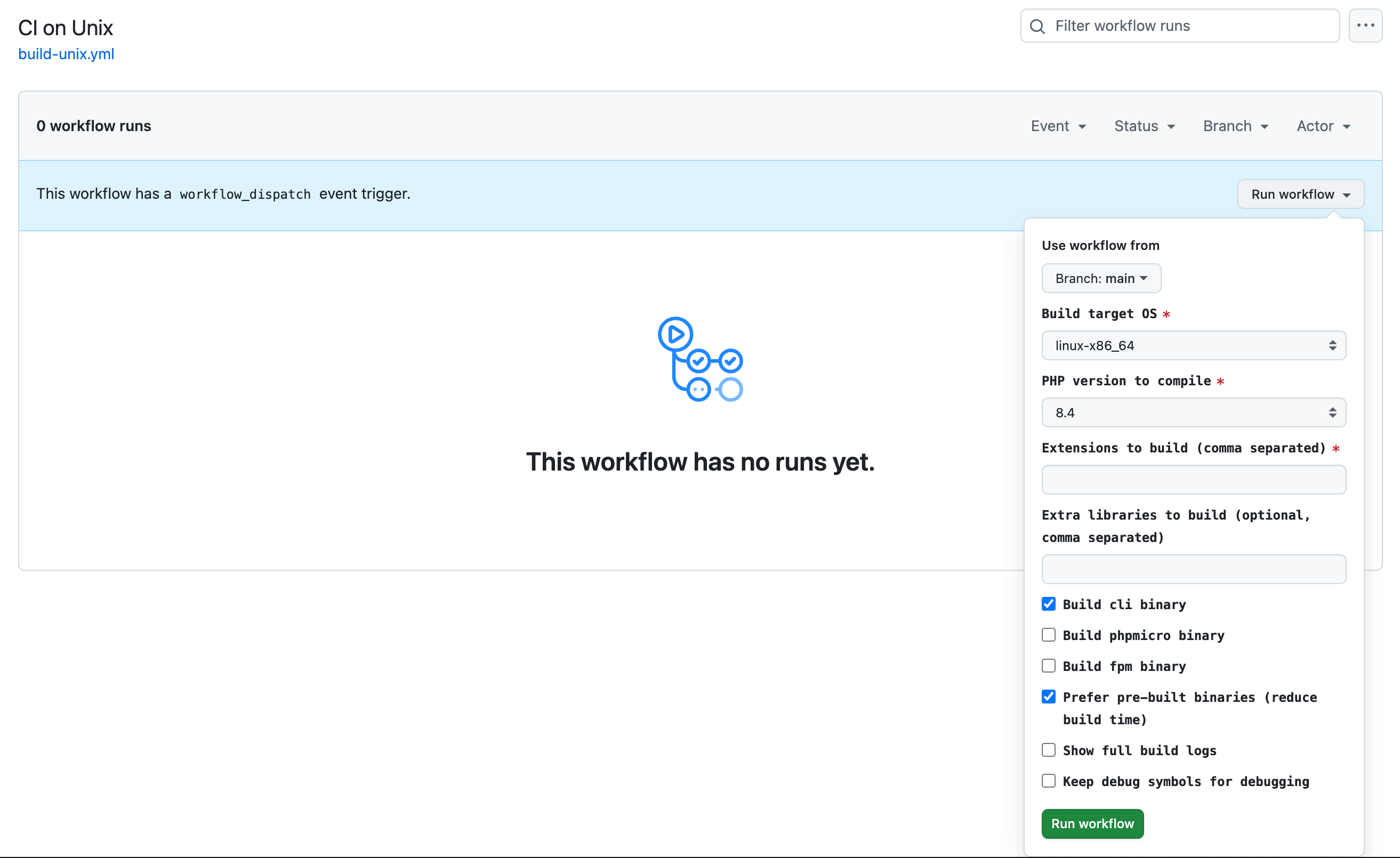 Static PHP CLI Workflow Options