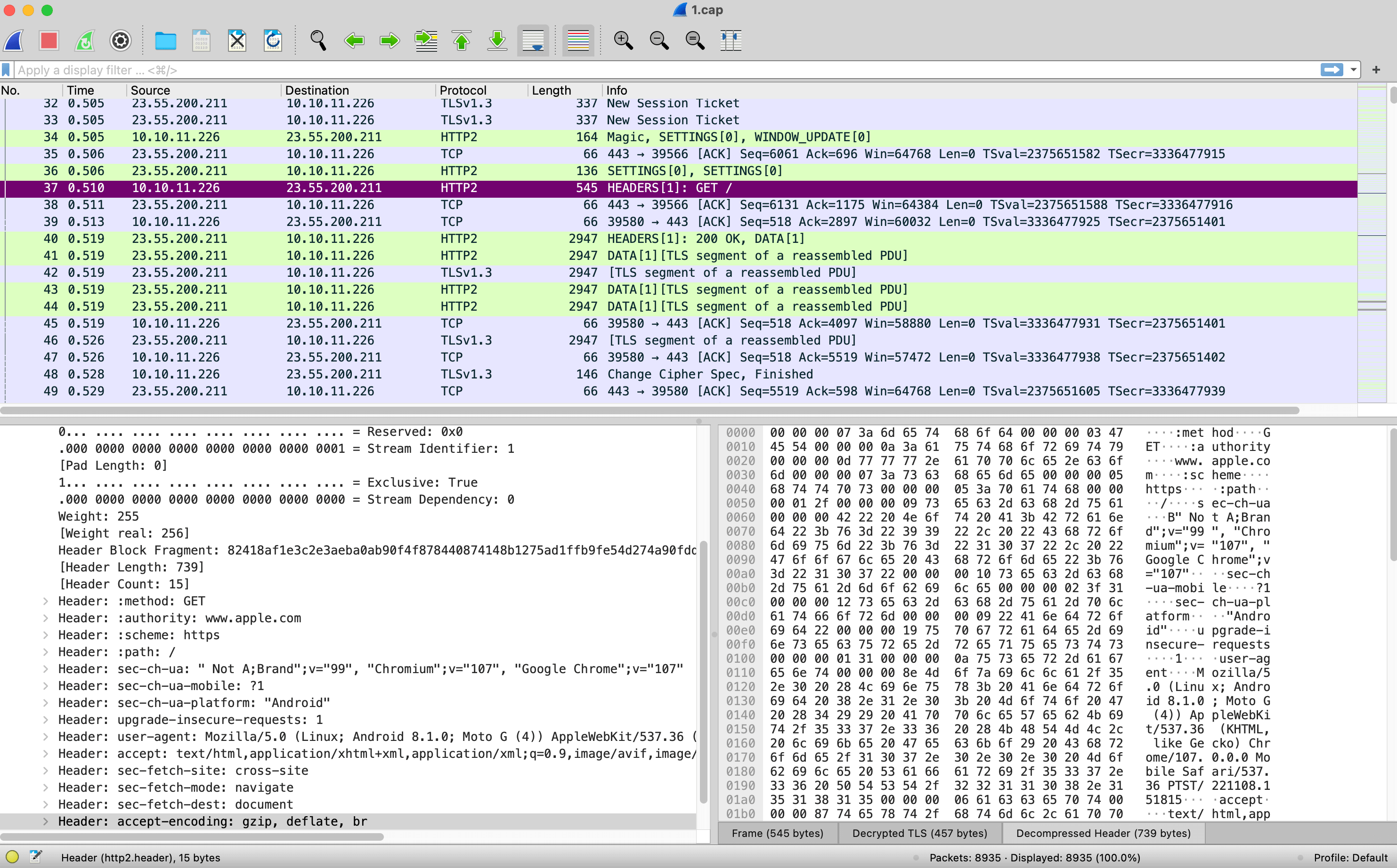 Wireshark - GET request